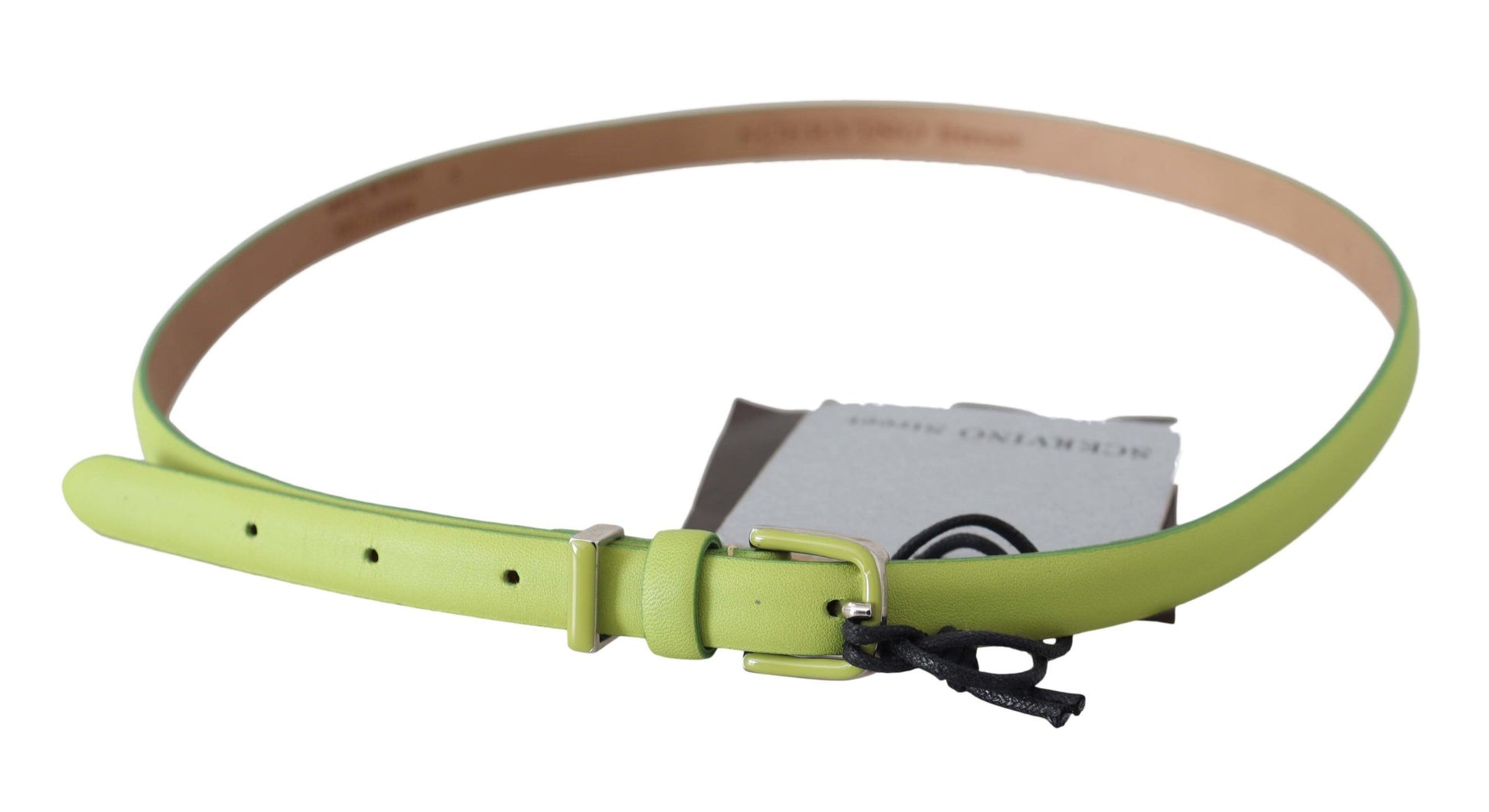 Scervino Street Green Leather Chartreuse Silver Green Buckle Belt