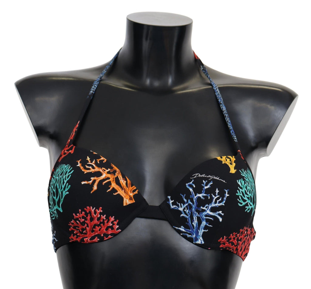 Schwarze Korallen Print Damen Beachwear Bikini Tops