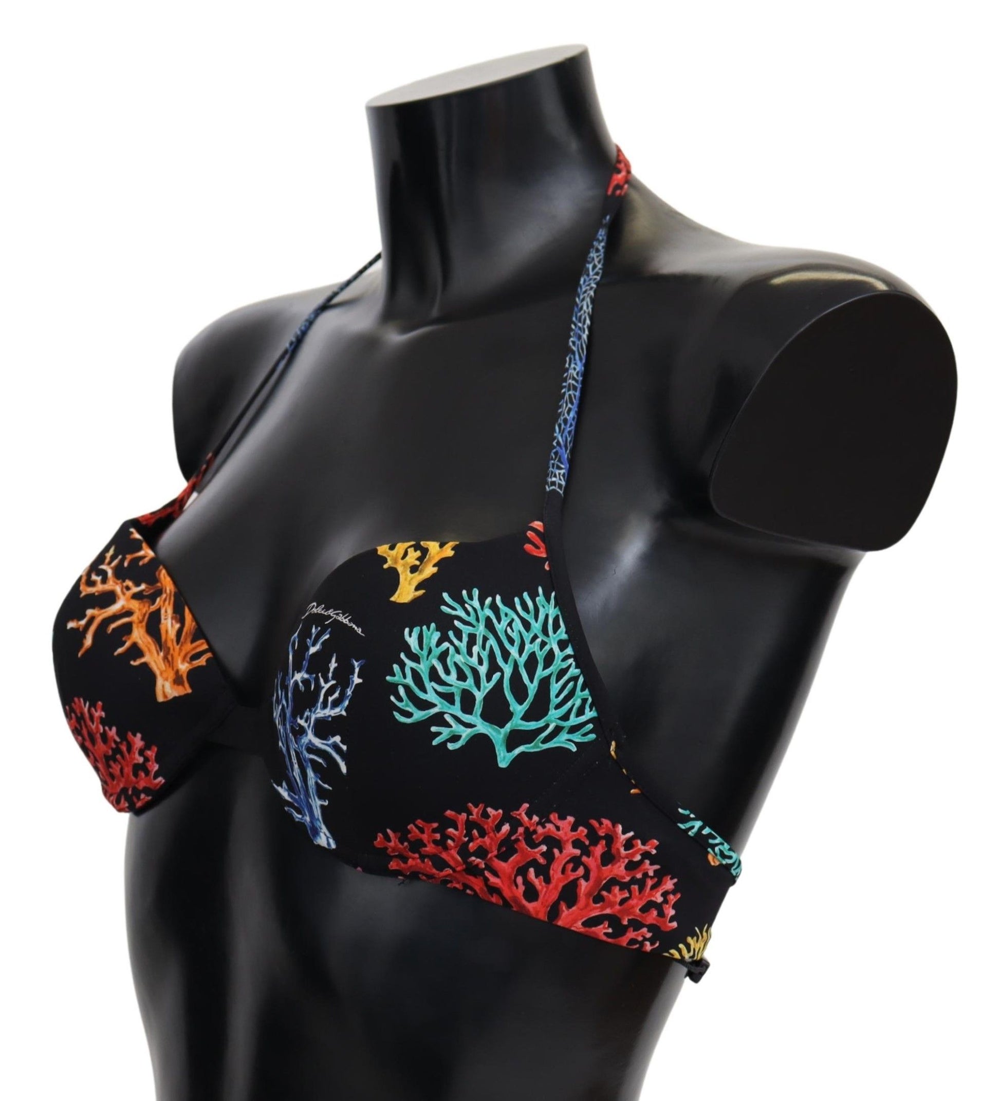 Schwarze Korallen Print Damen Beachwear Bikini Tops