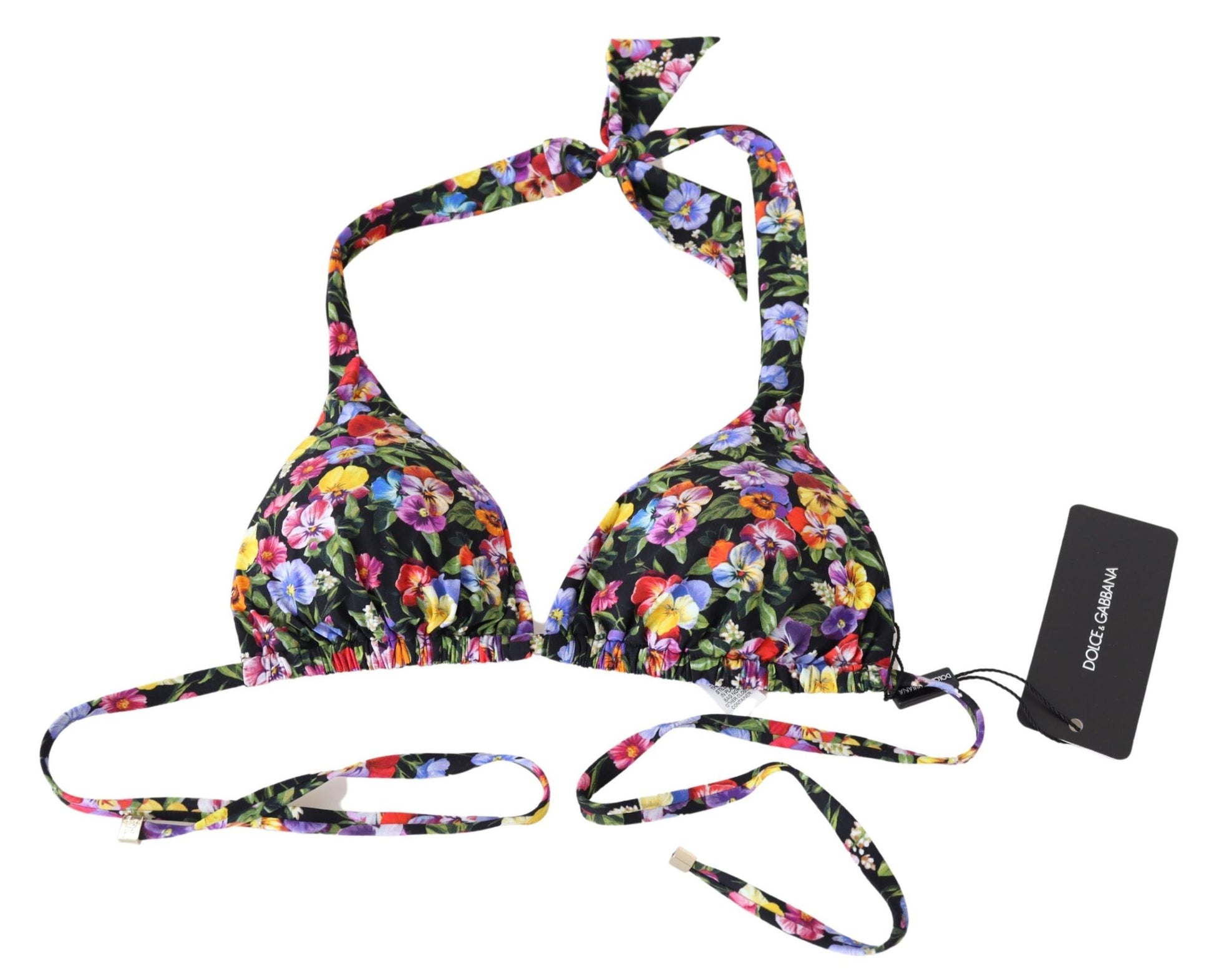 Schwarzer Badeanzug mit Blumendruck, Strandmode, Bikinioberteile