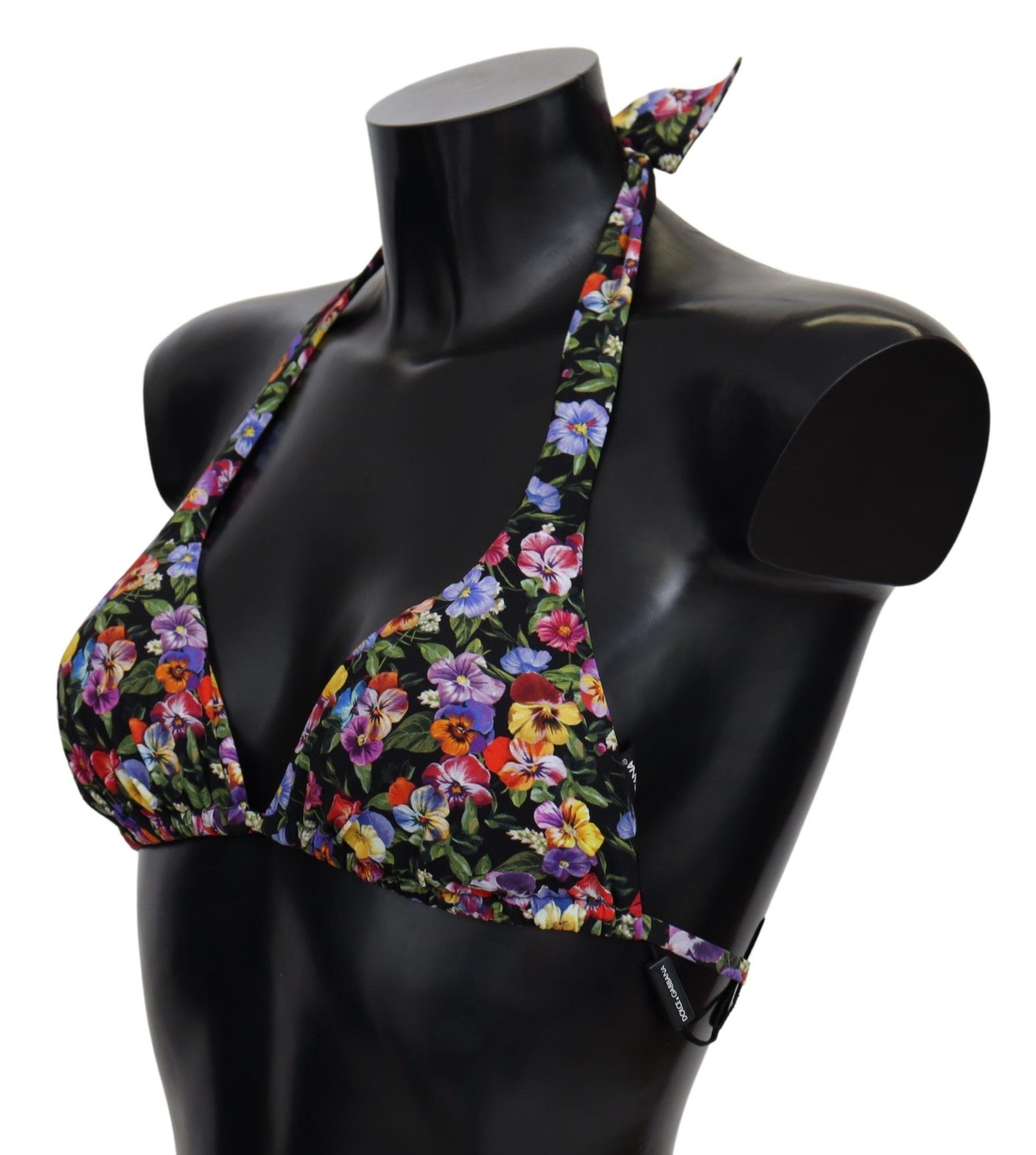 Schwarzer Badeanzug mit Blumendruck, Strandmode, Bikinioberteile