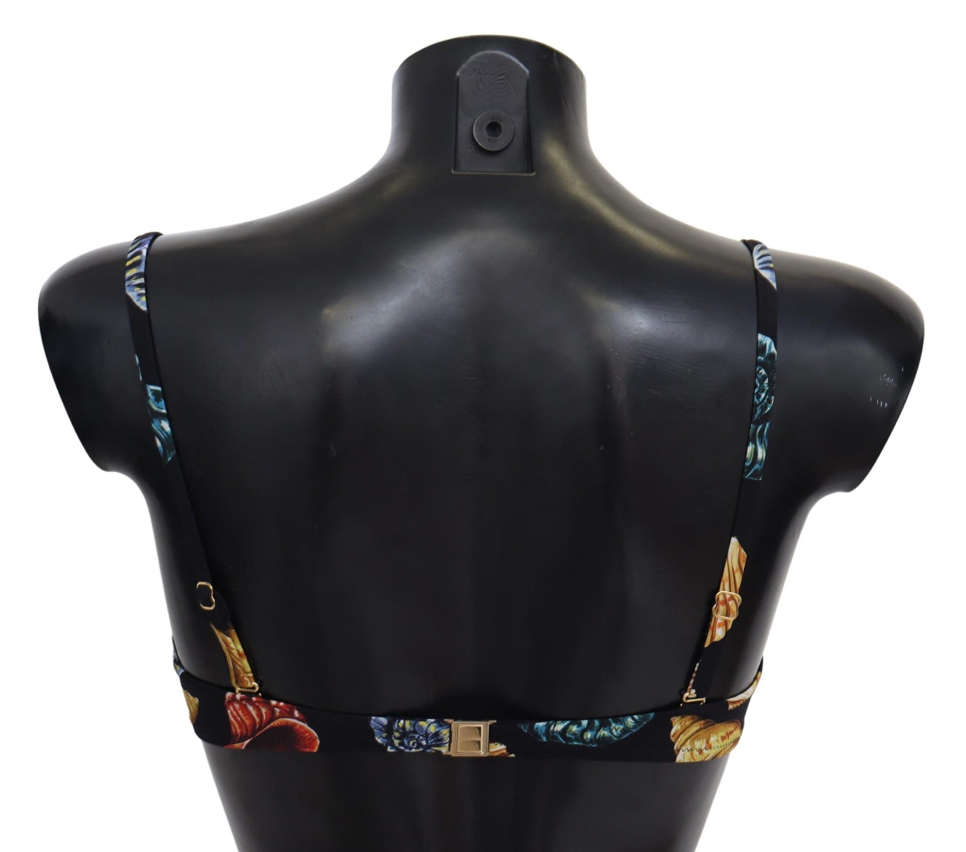 Schwarze Bikinioberteile mit Muschel-Print für Damen