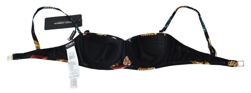 Schwarze Bikinioberteile mit Muschel-Print für Damen