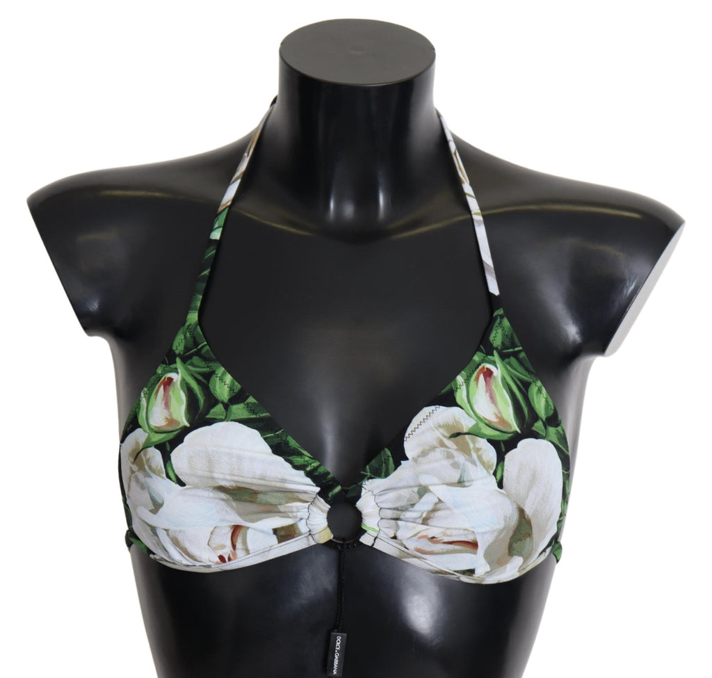 Mehrfarbiges Neckholder-Bikinioberteil mit Blumenmuster