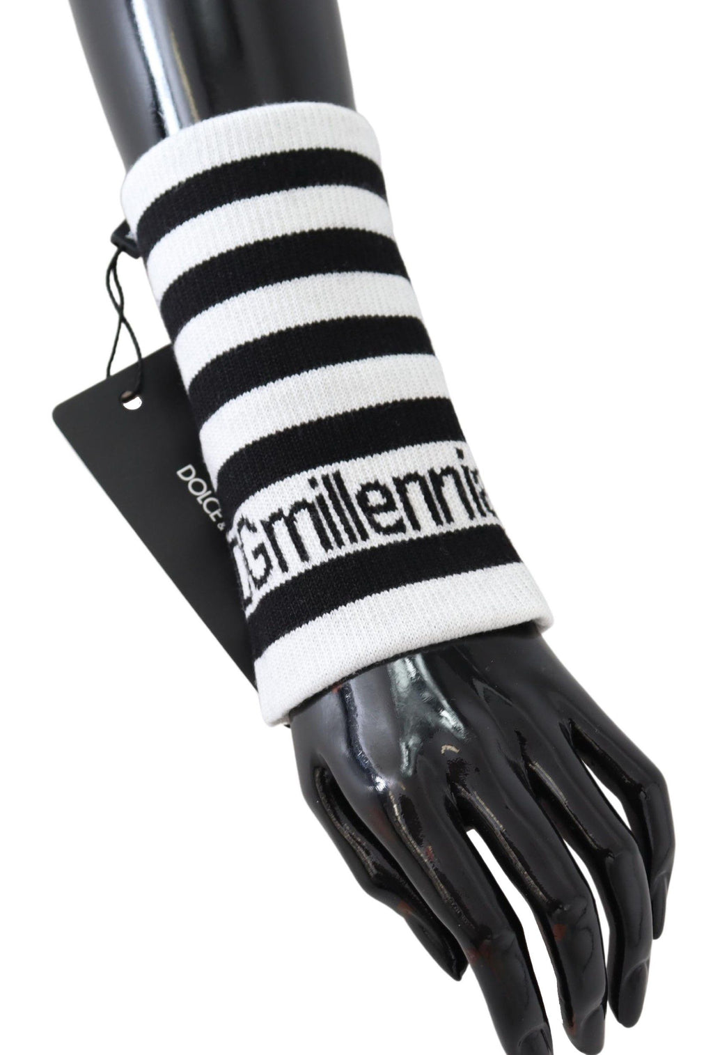 Schwarz-weißes DGMillennials-Armband aus Wolle