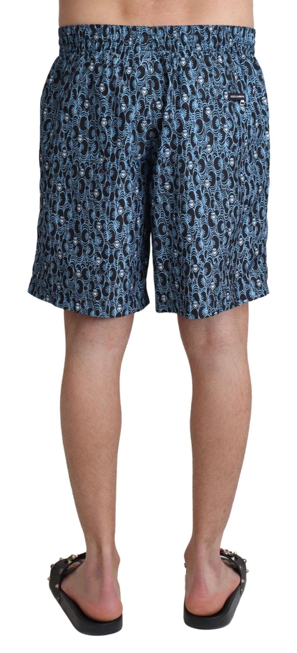 Blau gemusterte Print Beachwear Shorts Bademode