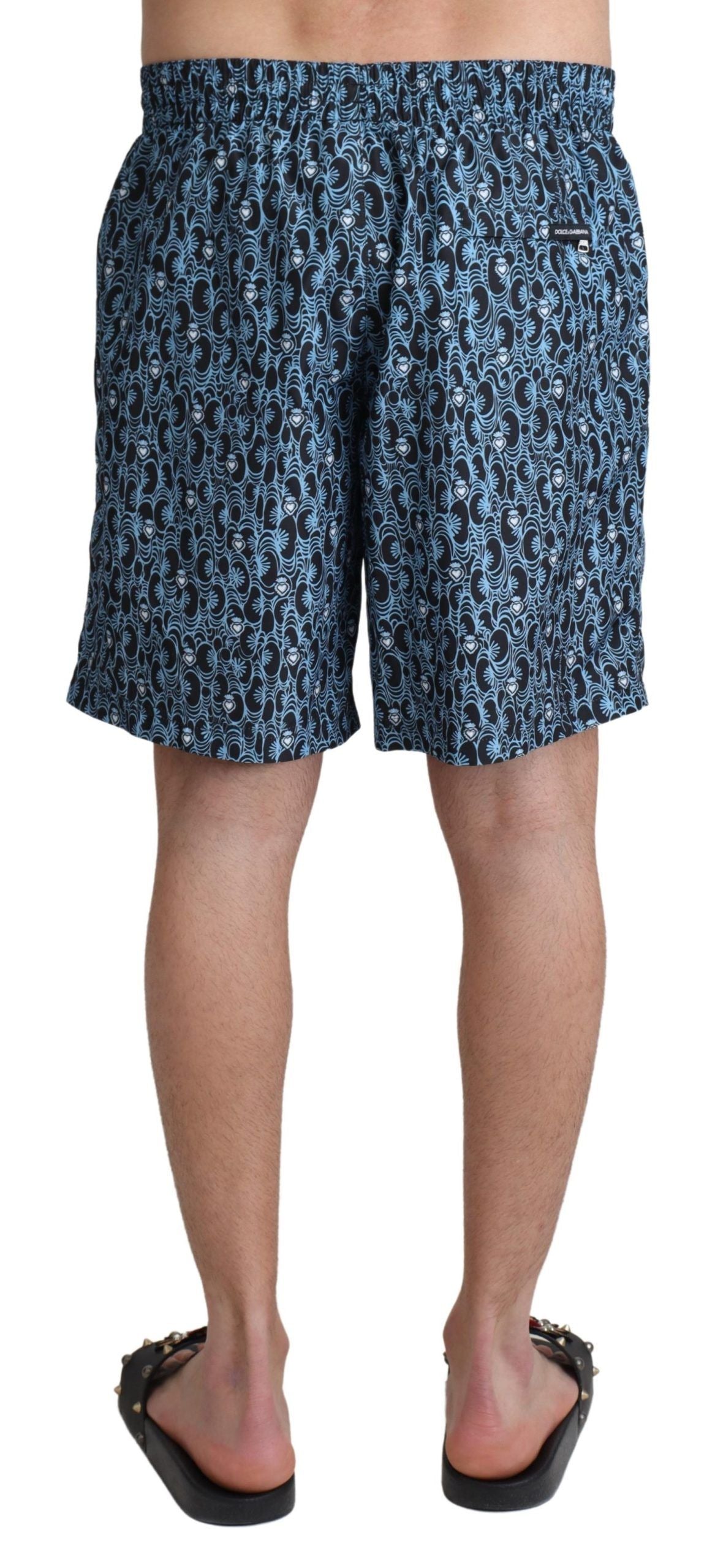 Blau gemusterte Print Beachwear Shorts Bademode