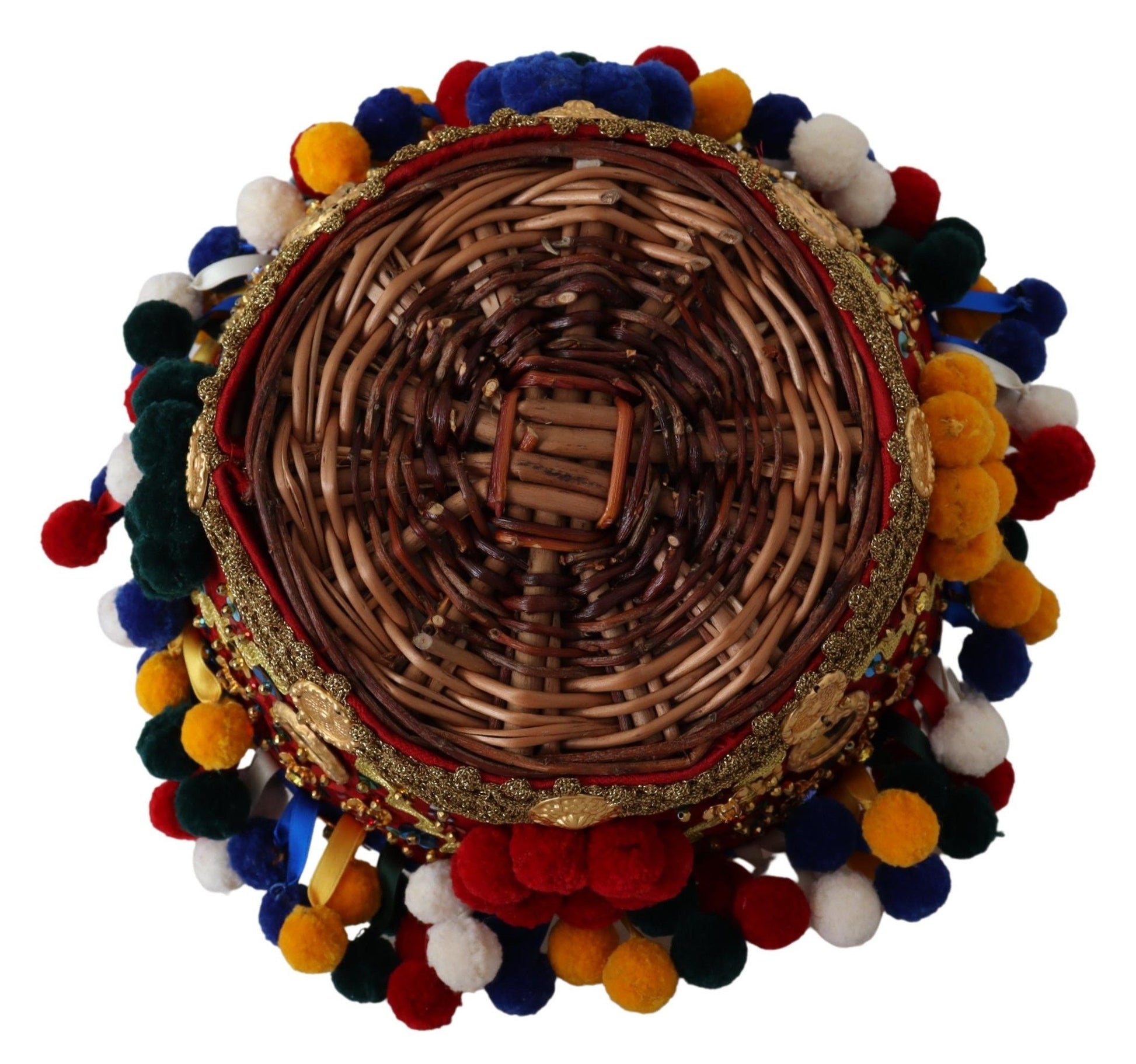 Dolce & Gabbana Multicolor Cotton Embellished Agnese Basket Tote Bag