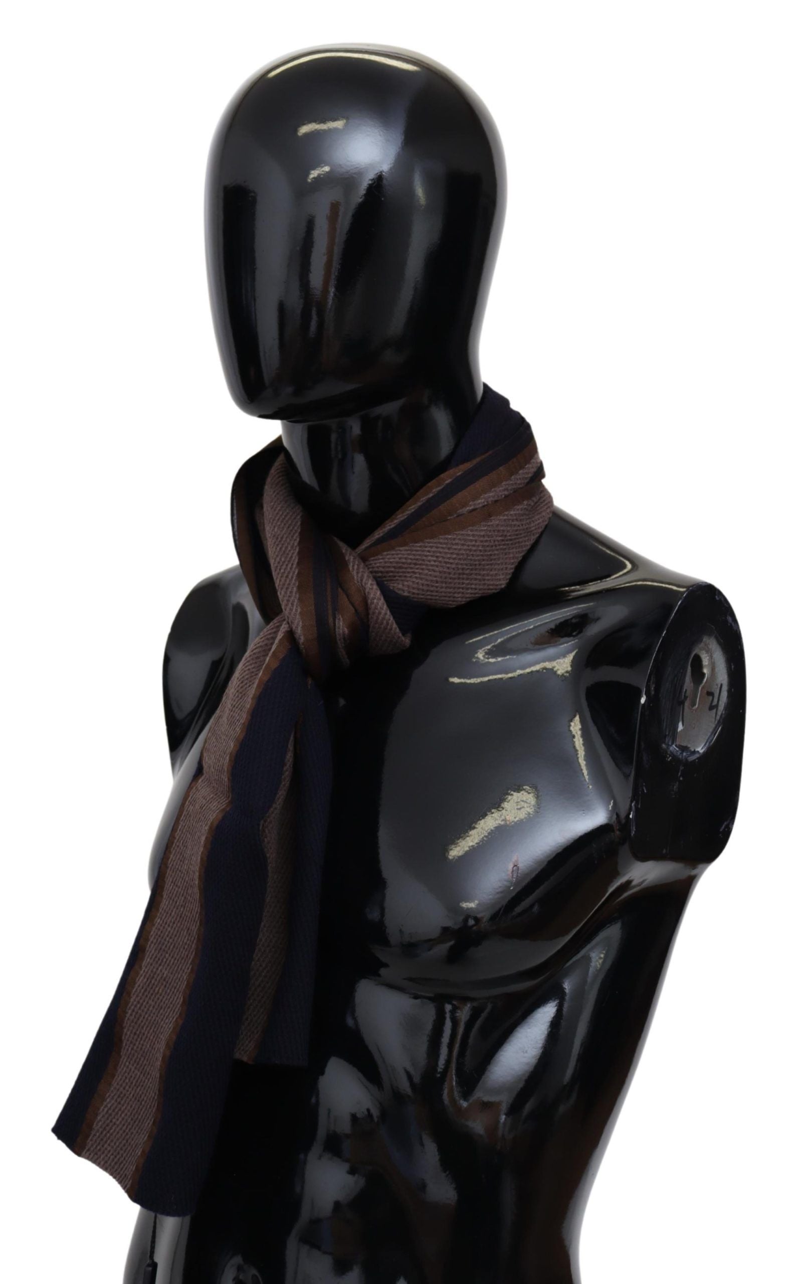 Brauner Wollschal mit Streifen, Unisex, Halstuch