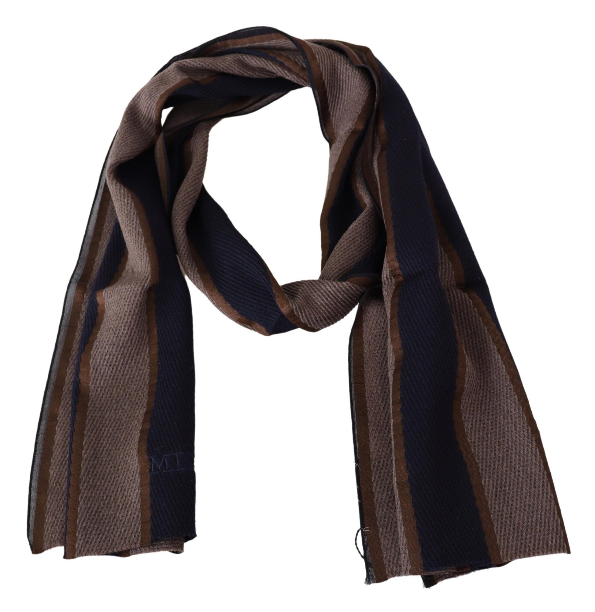 Brauner Wollschal mit Streifen, Unisex, Halstuch