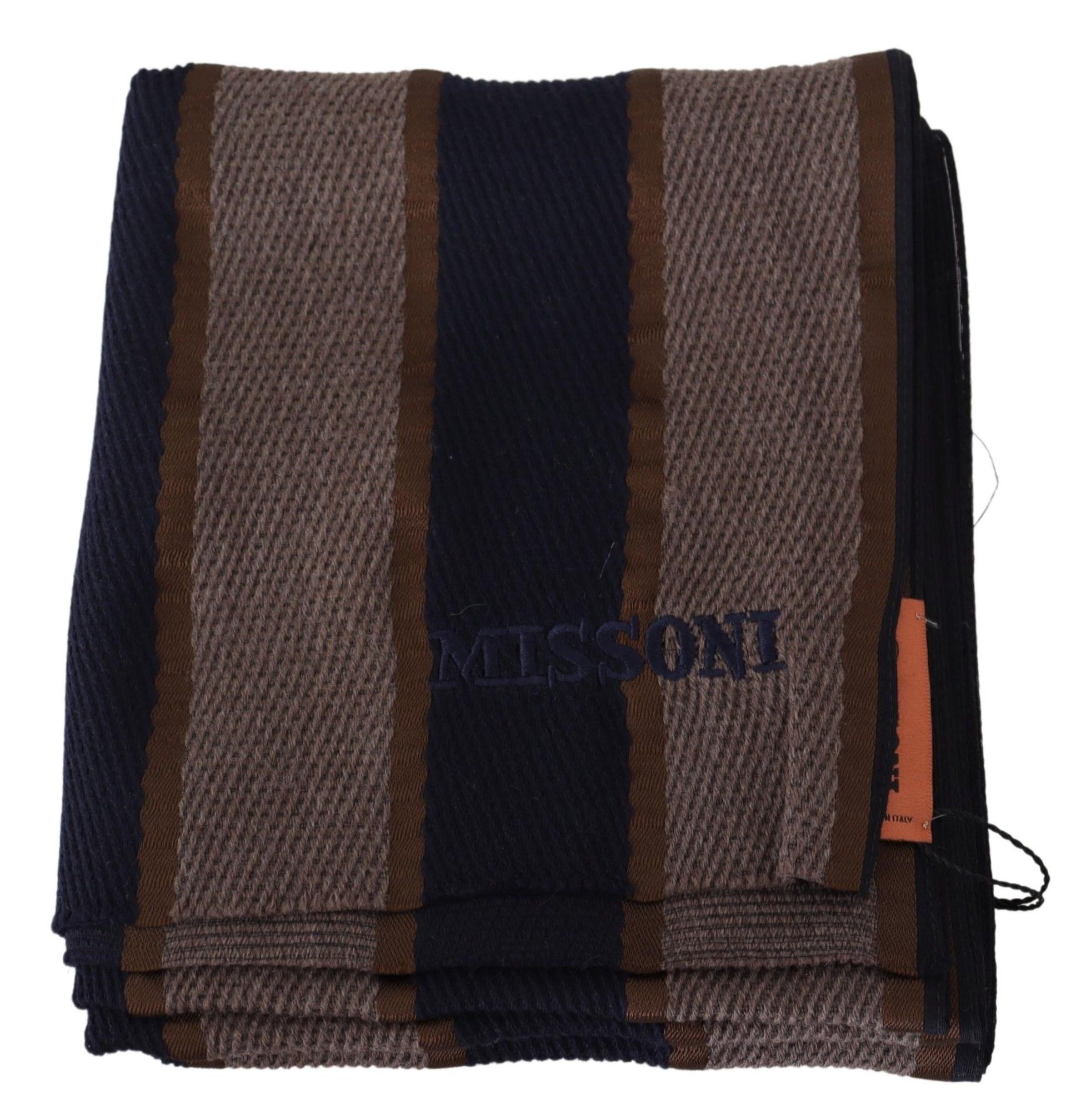 Brauner Wollschal mit Streifen, Unisex, Halstuch