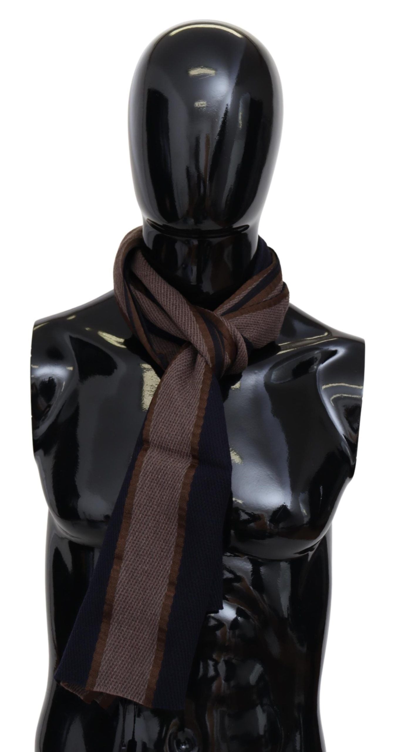 Brauner Wollschal mit Streifen, Unisex, Halstuch