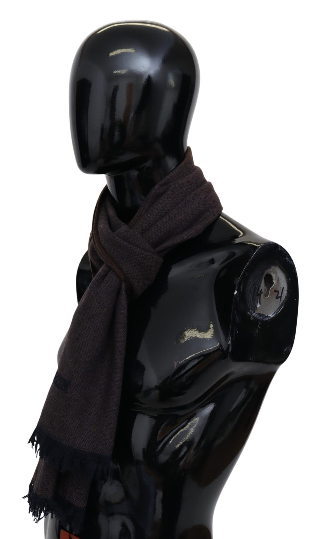 Brauner Unisex-Halswickelschal aus 100 % Kaschmir mit Fransen