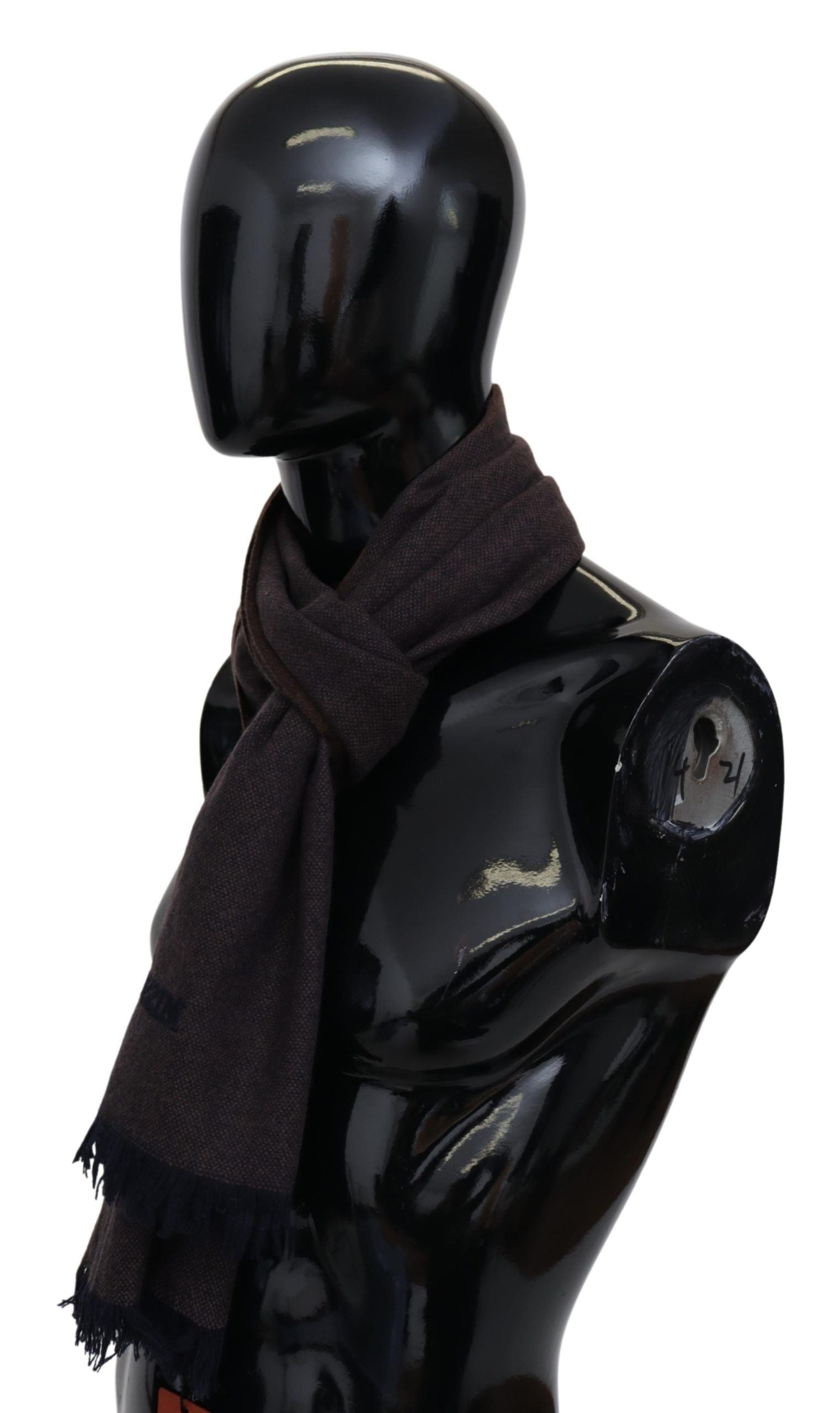 Brauner Unisex-Halswickelschal aus 100 % Kaschmir mit Fransen