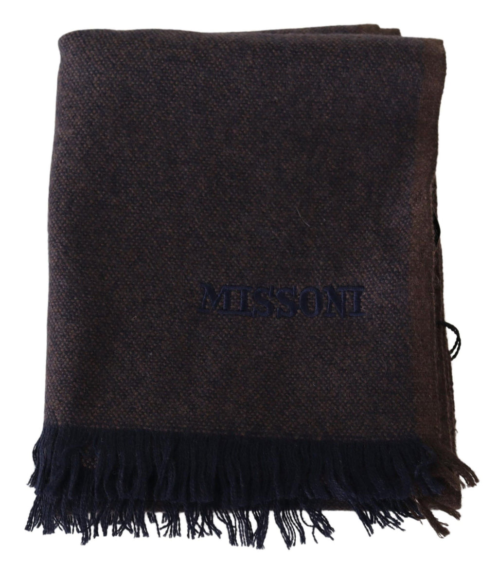 Brauner Unisex-Halswickelschal aus 100 % Kaschmir mit Fransen