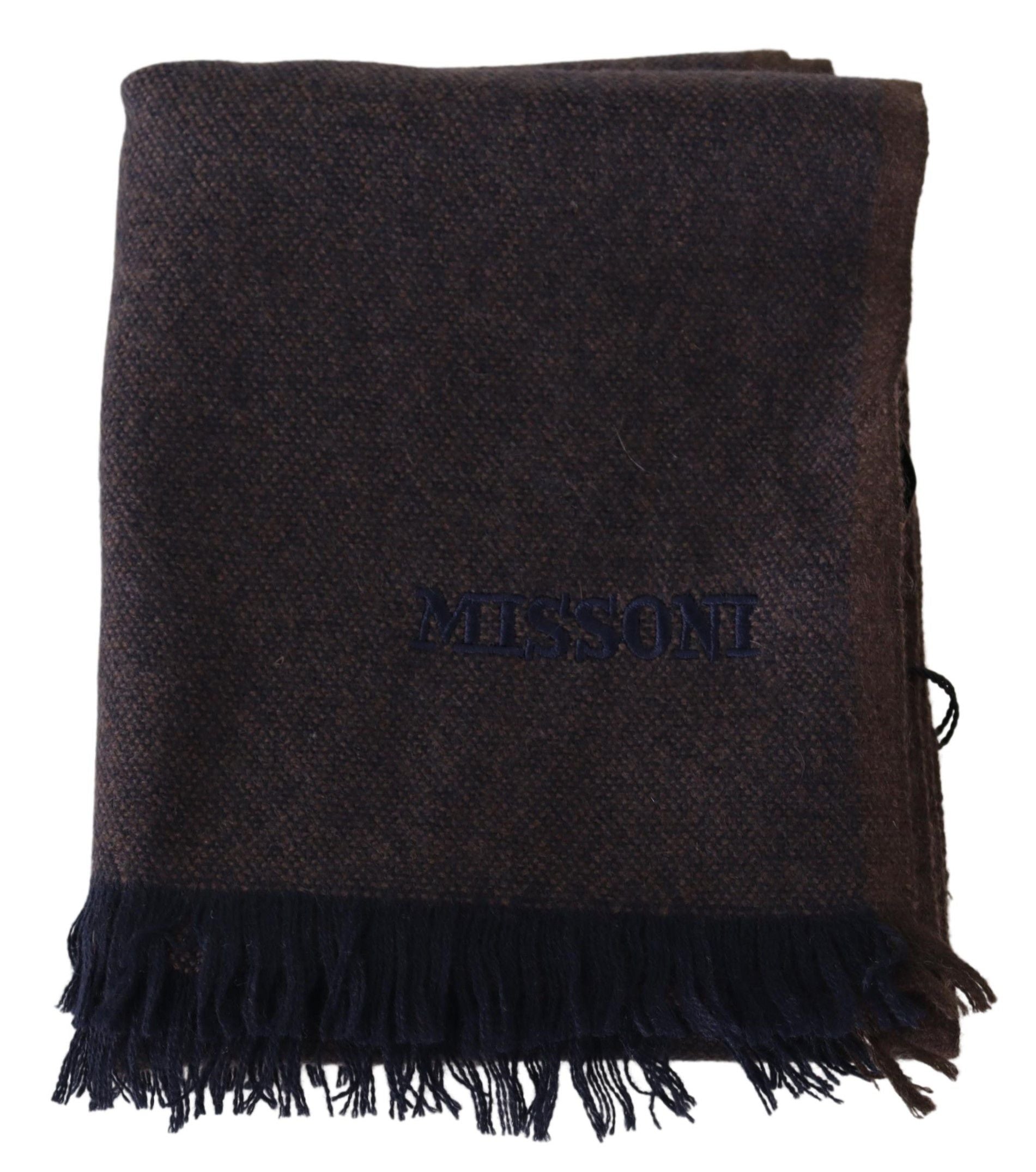 Brauner Unisex-Halswickelschal aus 100 % Kaschmir mit Fransen