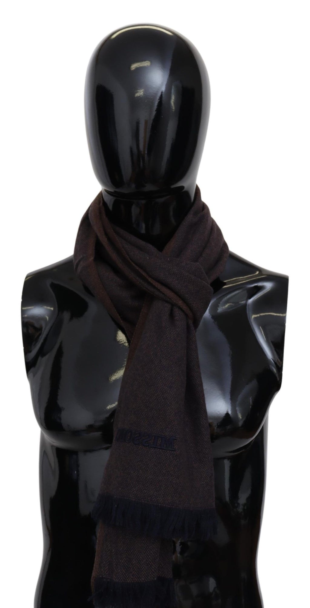 Brauner Unisex-Halswickelschal aus 100 % Kaschmir mit Fransen
