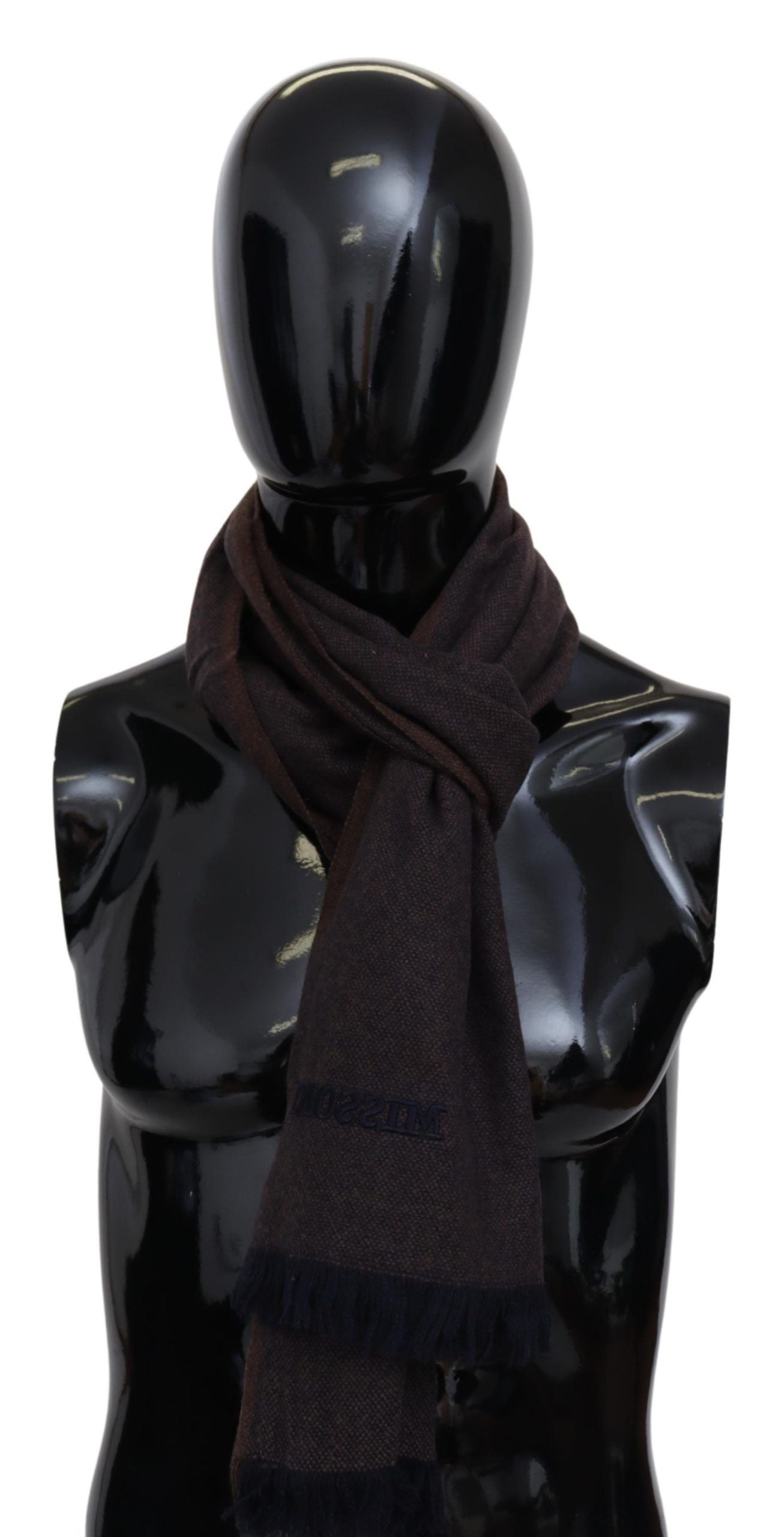 Brauner Unisex-Halswickelschal aus 100 % Kaschmir mit Fransen