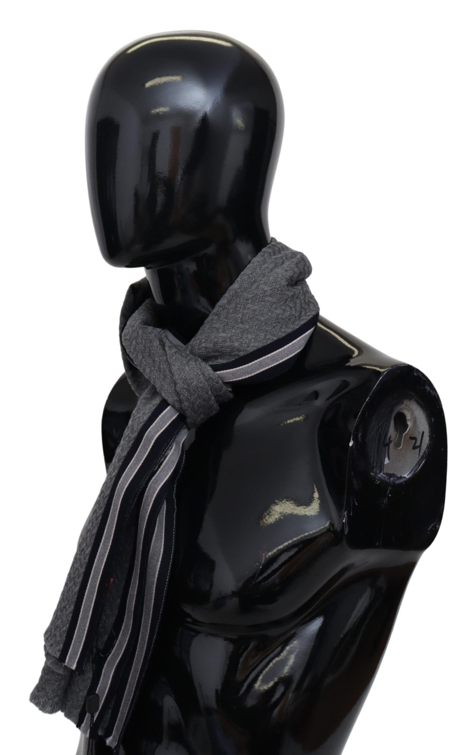 Graues Streifenmuster, 100 % Wolle, Unisex-Halswickelschal