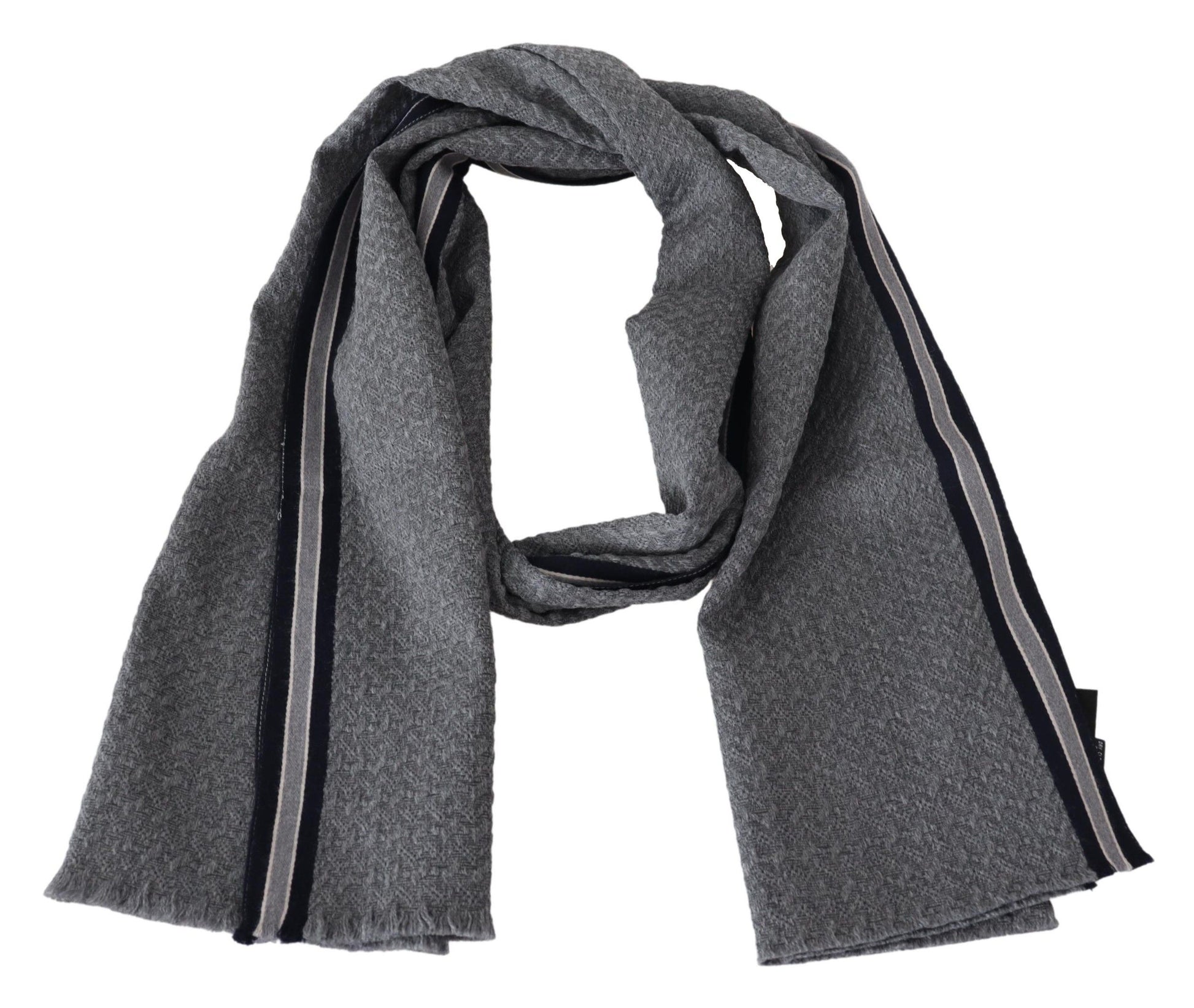 Graues Streifenmuster, 100 % Wolle, Unisex-Halswickelschal