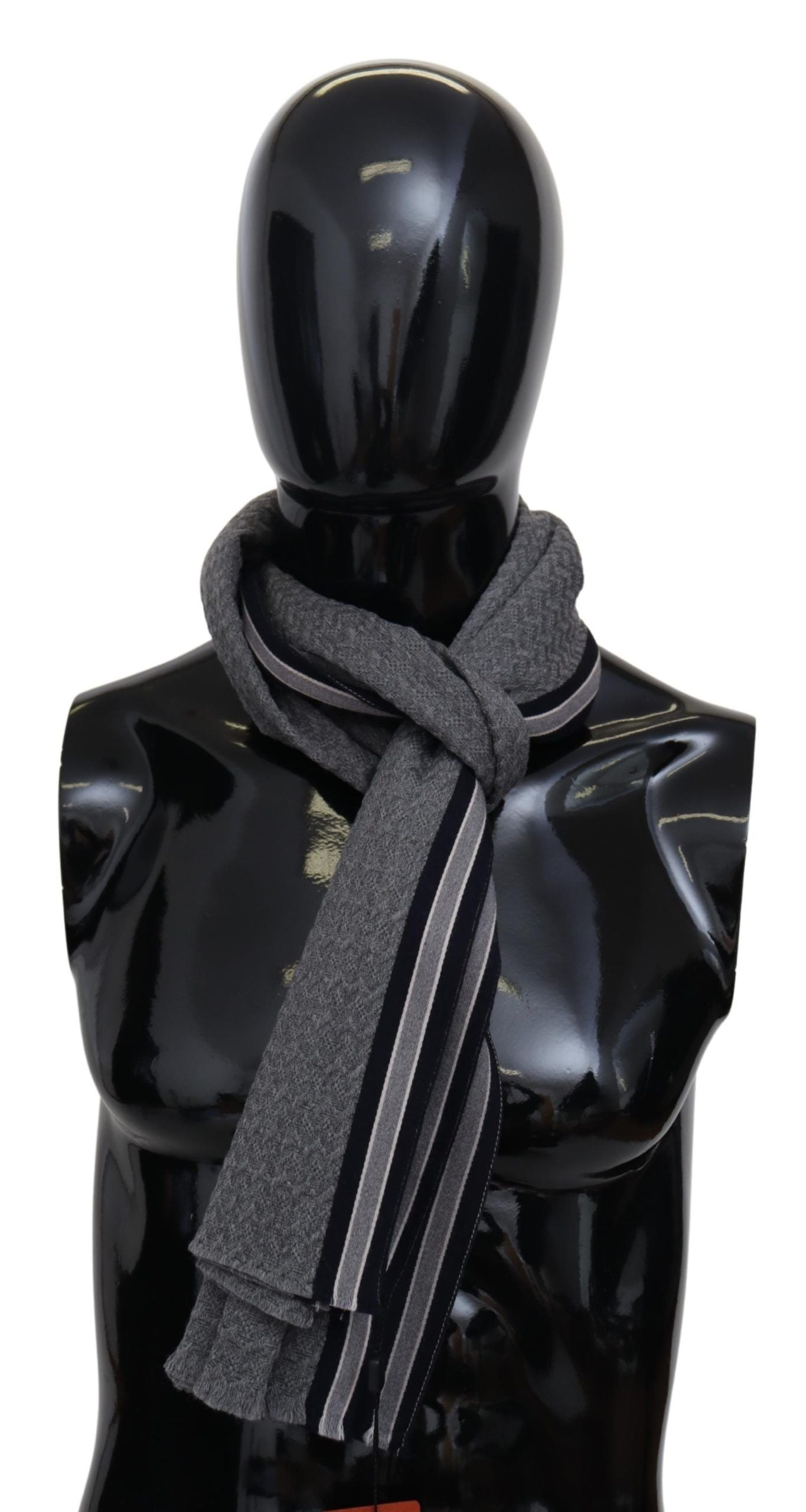 Graues Streifenmuster, 100 % Wolle, Unisex-Halswickelschal