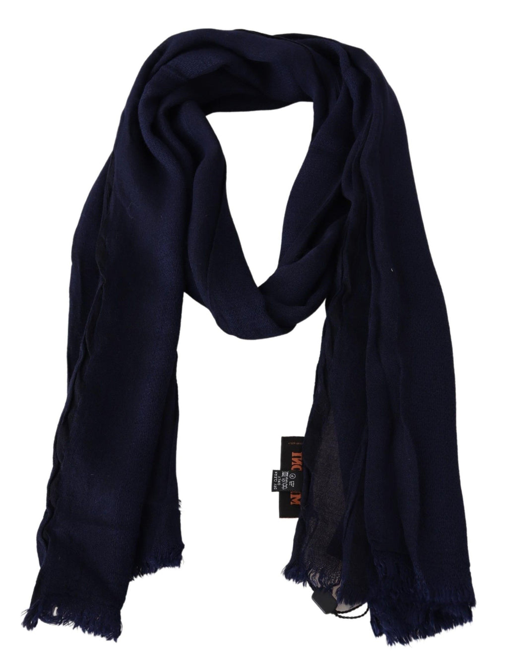 Blauer Unisex-Halswickelschal aus Wollstrick