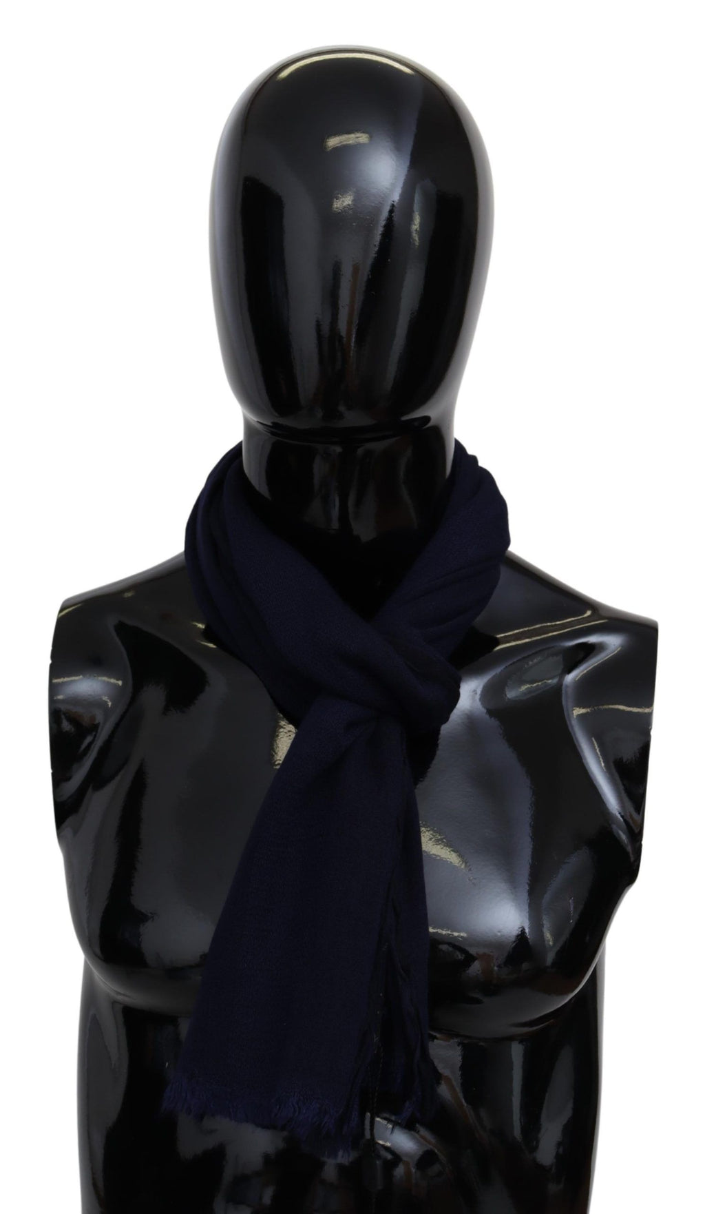 Blauer Unisex-Halswickelschal aus Wollstrick