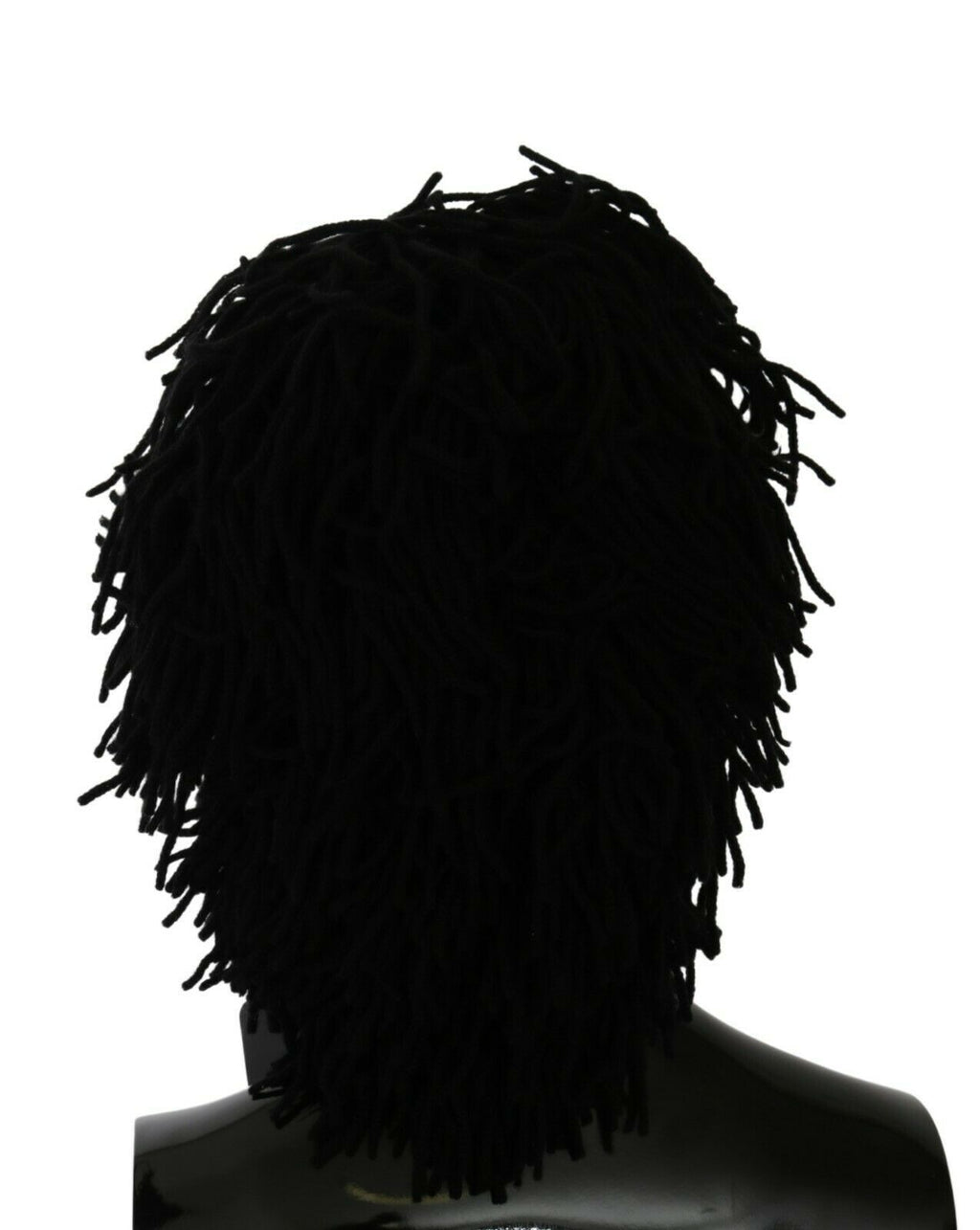 Schwarz-weiße Strickmütze aus Kaschmir mit Tiermuster