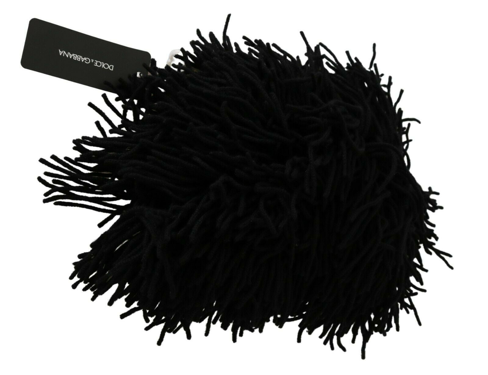 Schwarz-weiße Strickmütze aus Kaschmir mit Tiermuster