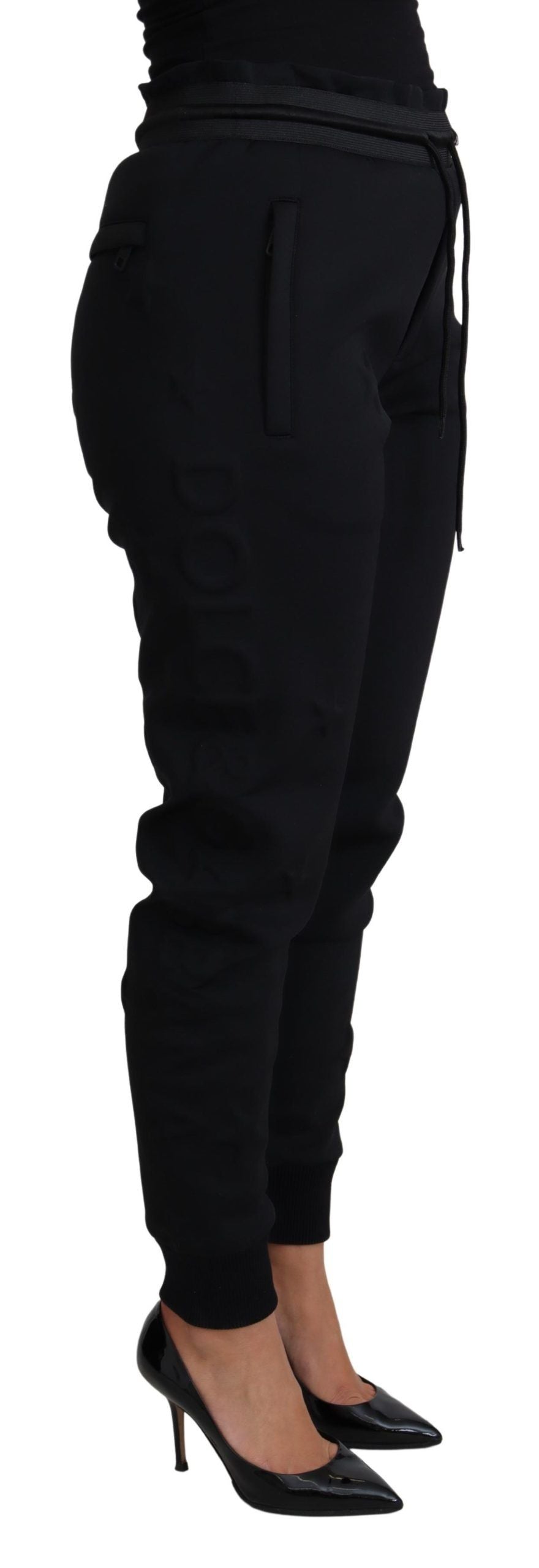 Schwarze Jogginghose aus Polyester-Neopren