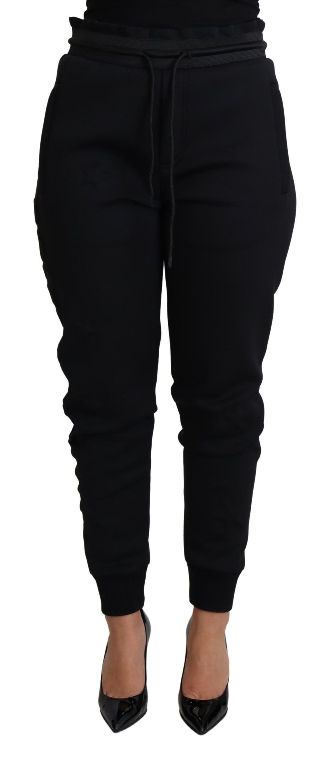 Schwarze Jogginghose aus Polyester-Neopren