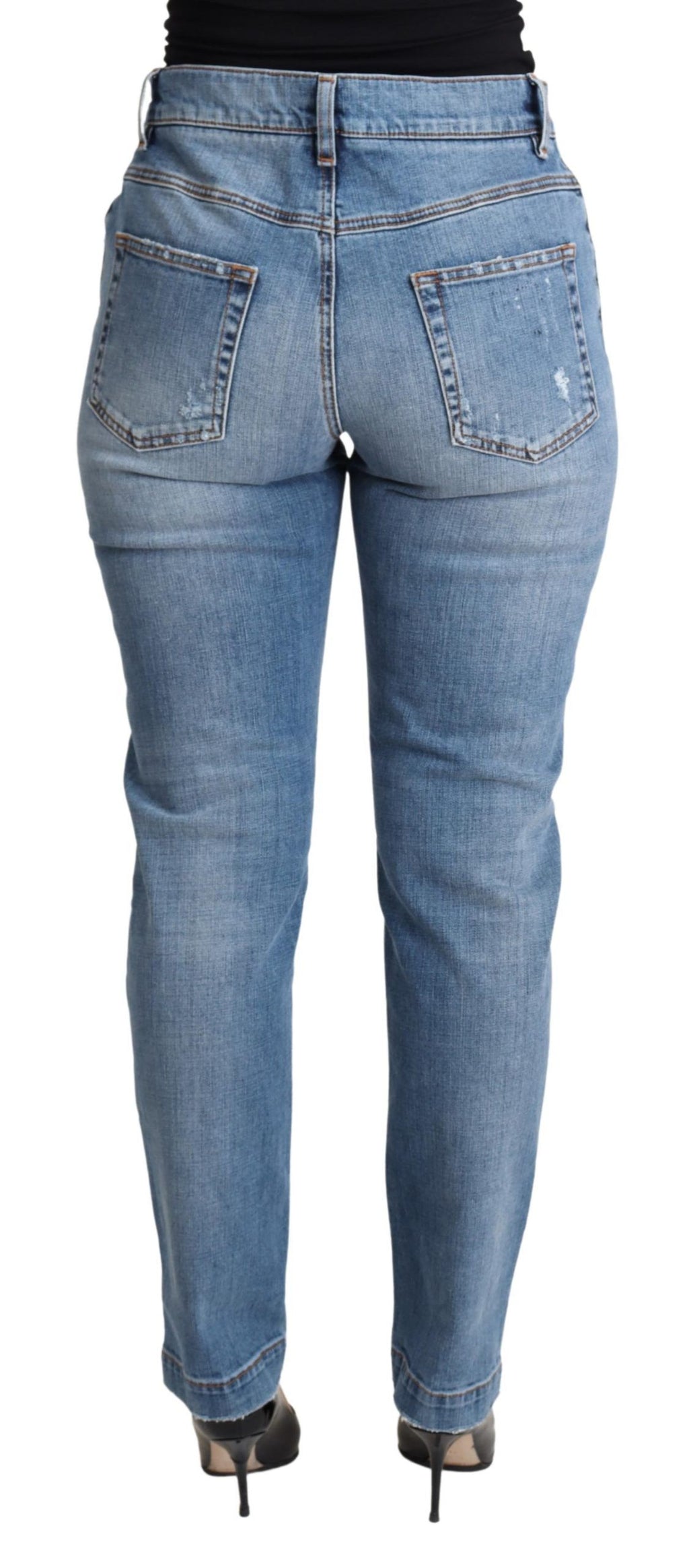 Blaue, zerfetzte Skinny-Jeans aus Baumwollmischung