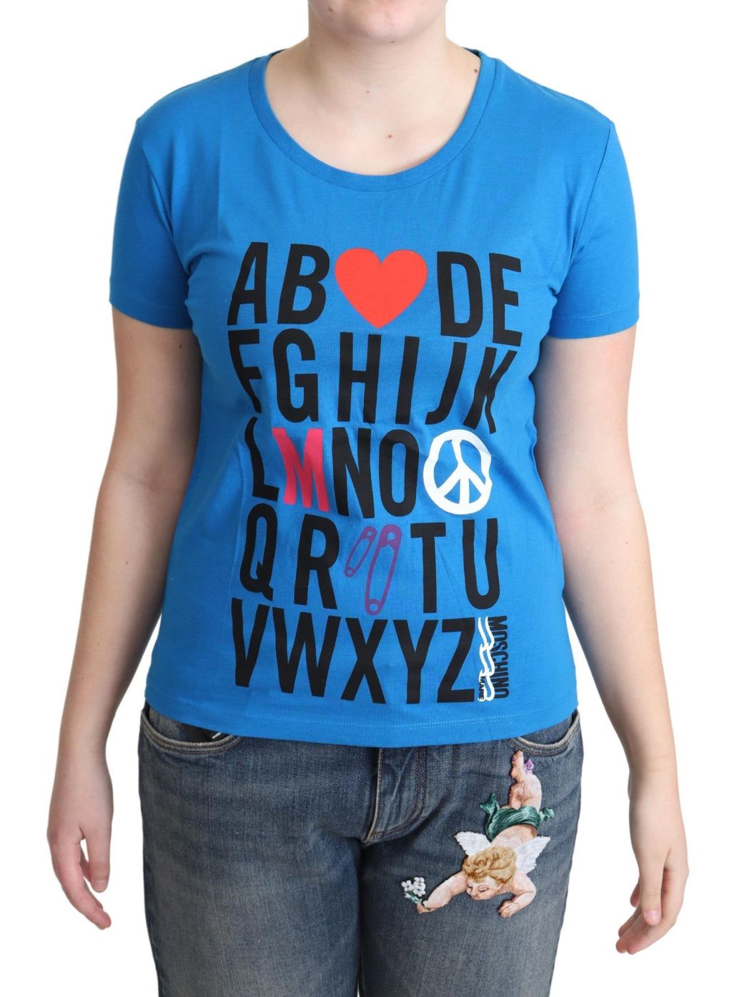 Blaue Baumwolloberteile mit Alphabet-Buchstaben-Print