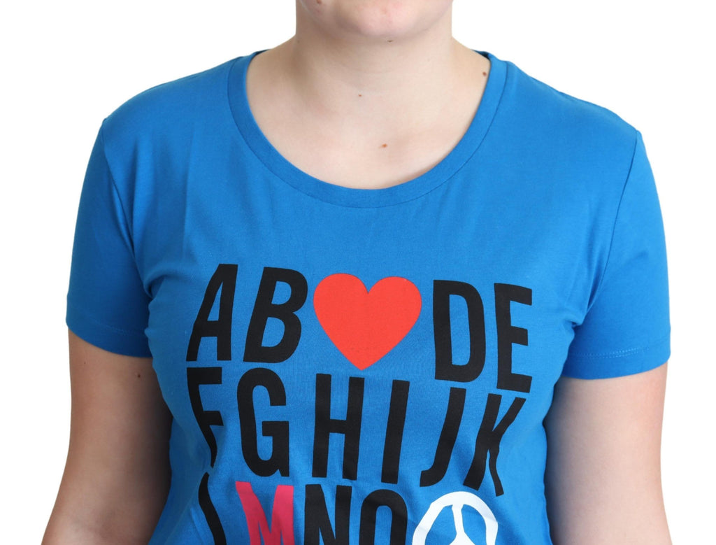 Blaue Baumwolloberteile mit Alphabet-Buchstaben-Print