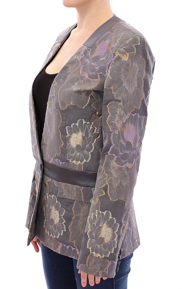 Mehrfarbiger Blazer aus Seide und Baumwolle mit Blumenmuster