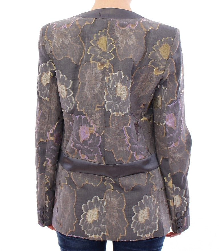 Mehrfarbiger Blazer aus Seide und Baumwolle mit Blumenmuster