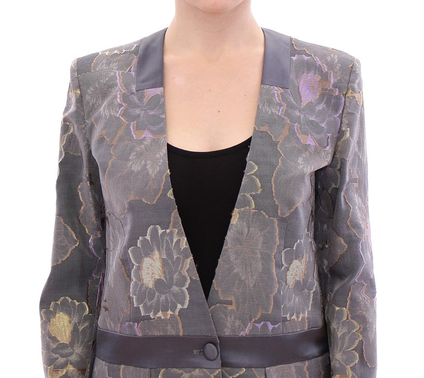 Mehrfarbiger Blazer aus Seide und Baumwolle mit Blumenmuster
