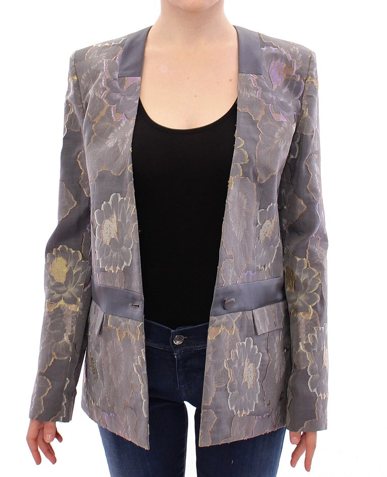 Mehrfarbiger Blazer aus Seide und Baumwolle mit Blumenmuster