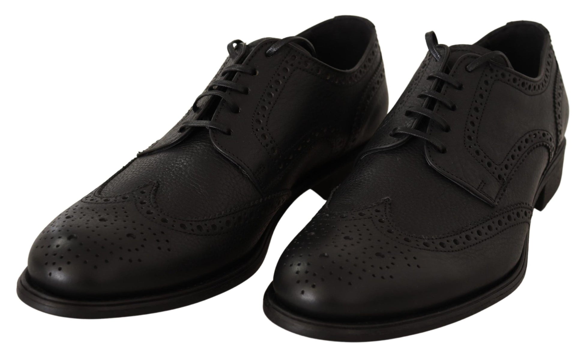 Schwarze Oxford-Schuhe aus Leder mit Flügelkappe
