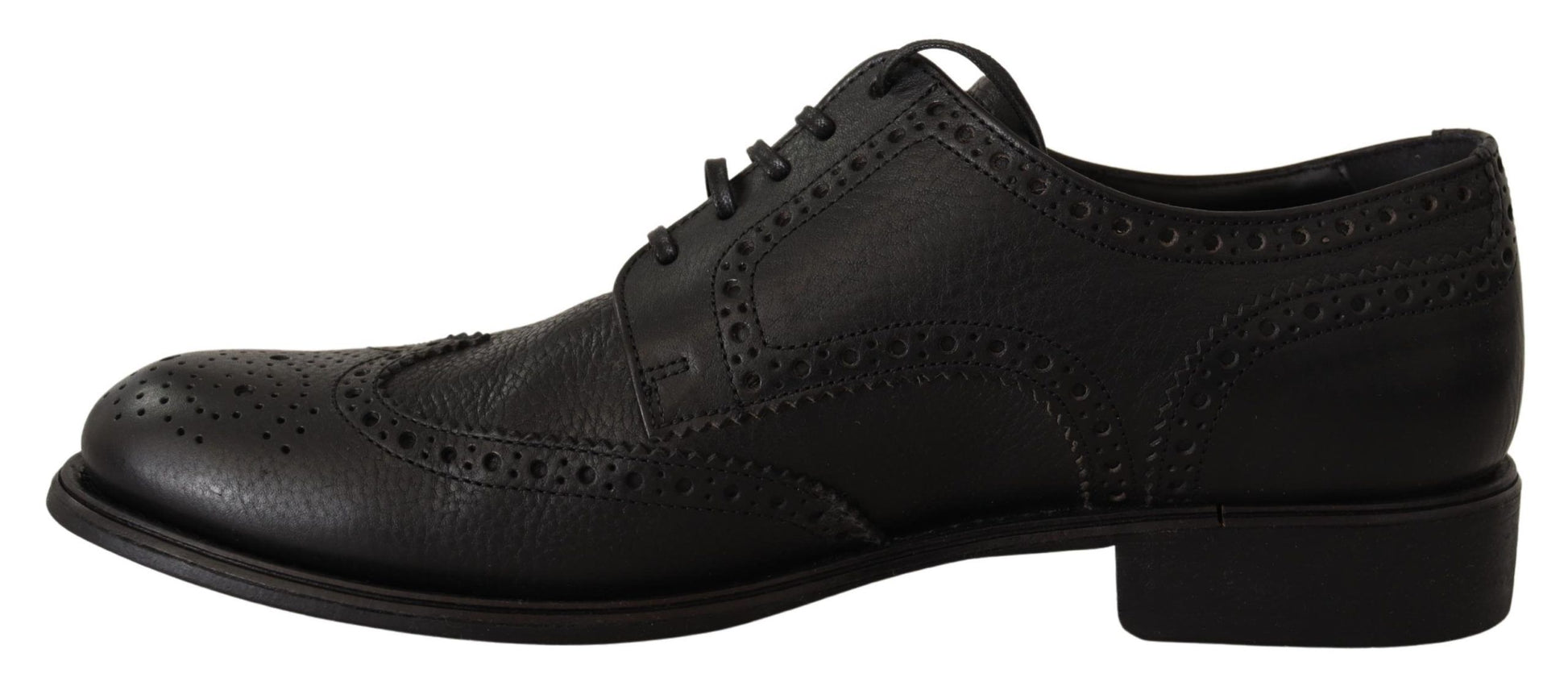 Schwarze Oxford-Schuhe aus Leder mit Flügelkappe