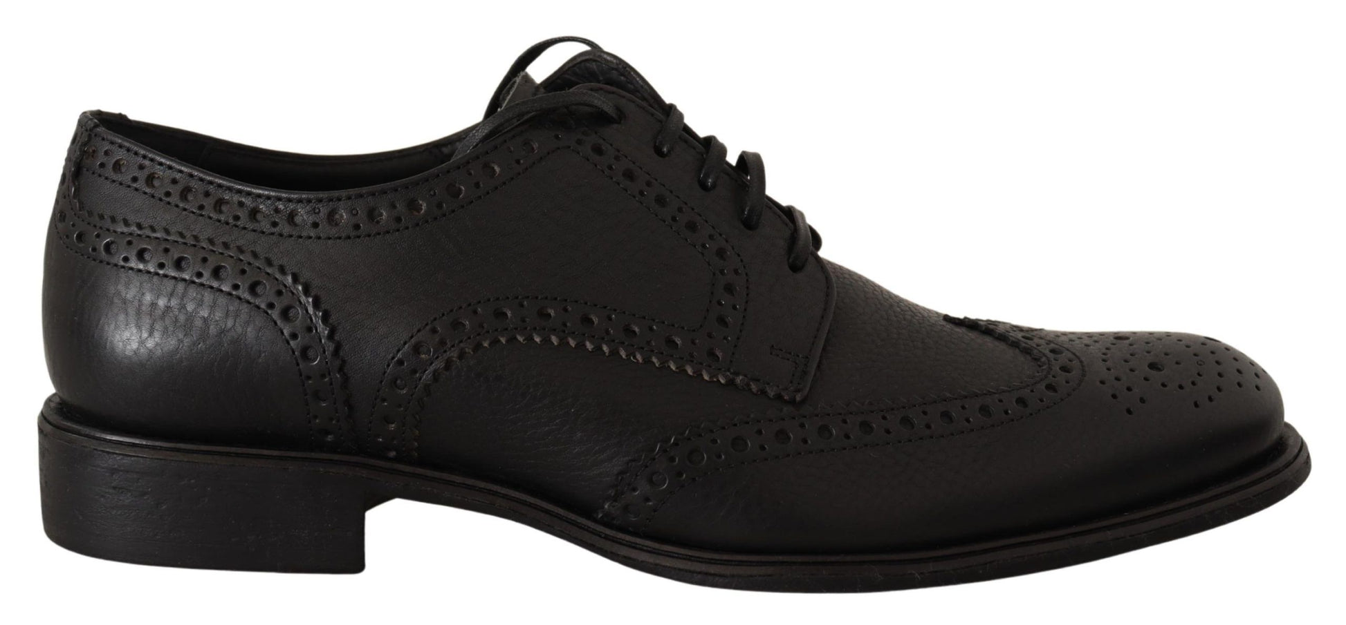 Schwarze Oxford-Schuhe aus Leder mit Flügelkappe