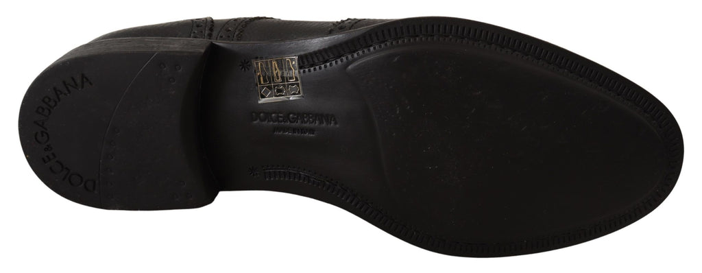 Schwarze Oxford-Schuhe aus Leder mit Flügelkappe