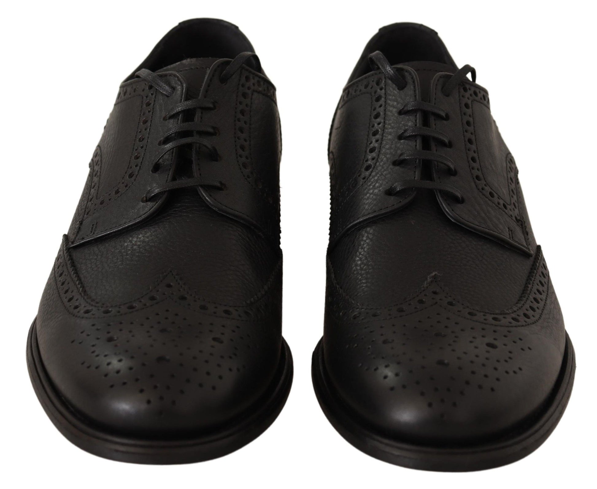 Schwarze Oxford-Schuhe aus Leder mit Flügelkappe