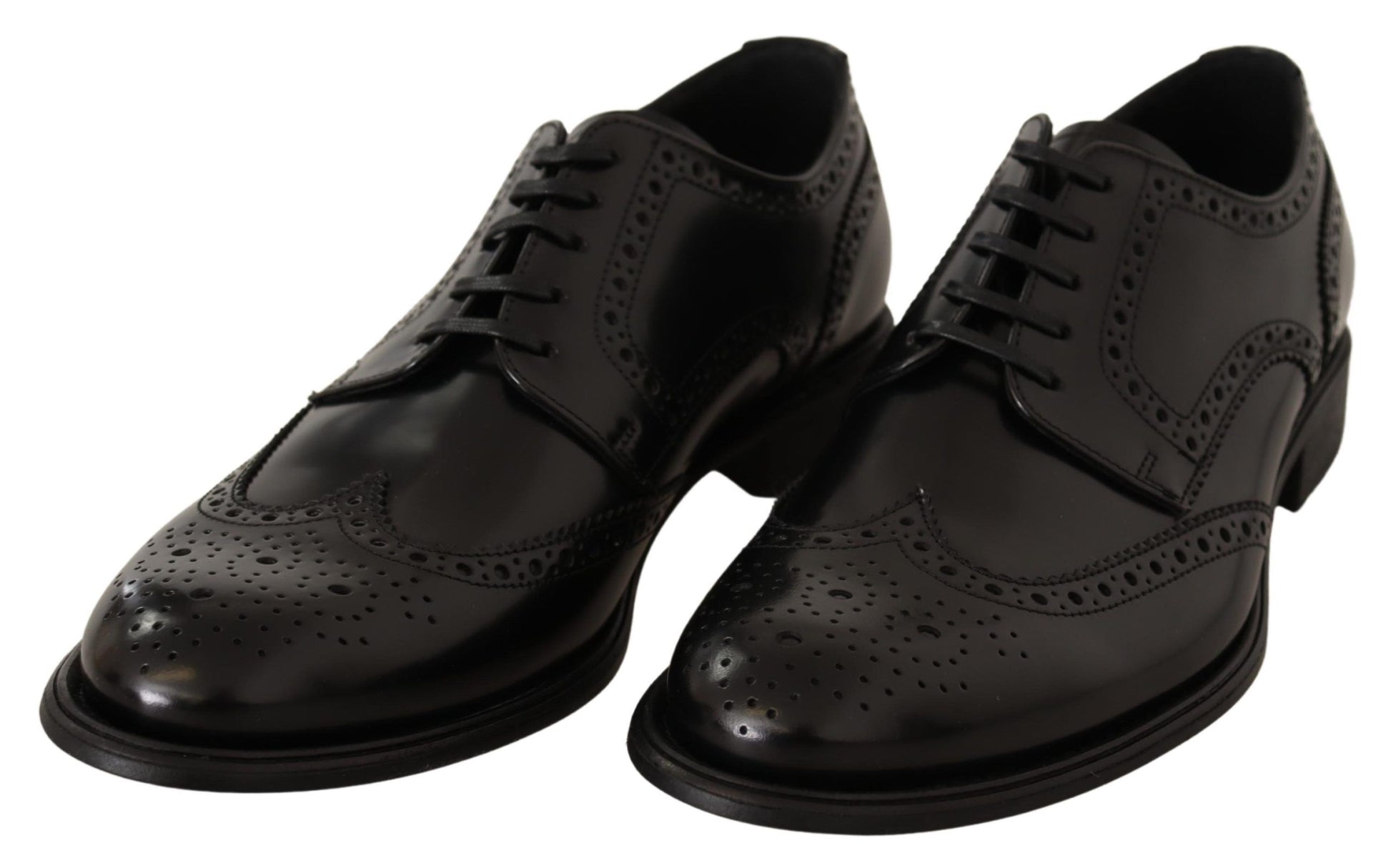 Schwarze Oxford-Schuhe aus Leder mit Flügelkappe