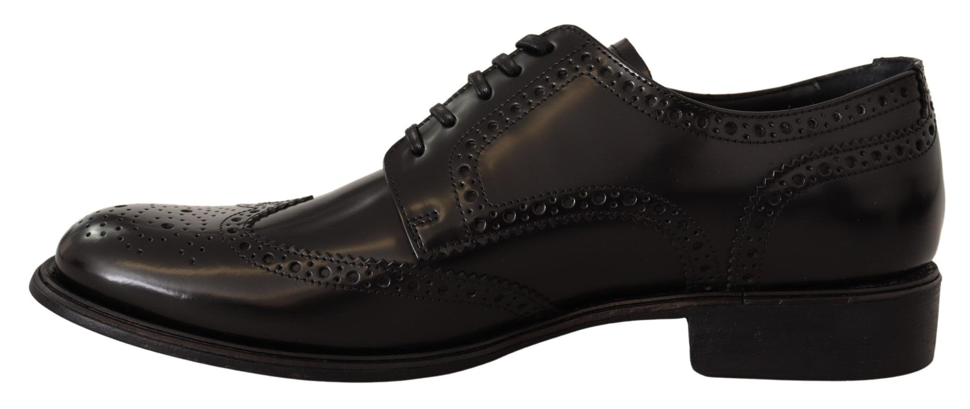Schwarze Oxford-Schuhe aus Leder mit Flügelkappe