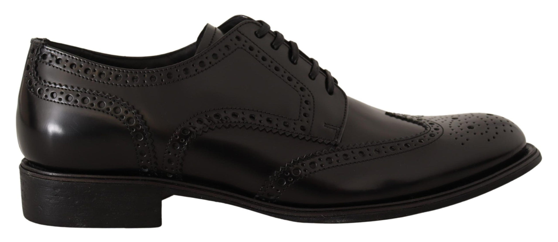 Schwarze Oxford-Schuhe aus Leder mit Flügelkappe
