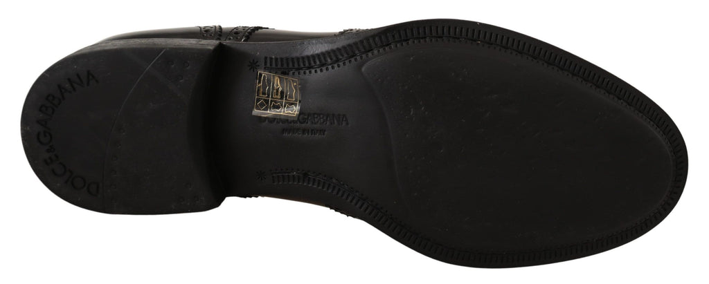 Schwarze Oxford-Schuhe aus Leder mit Flügelkappe