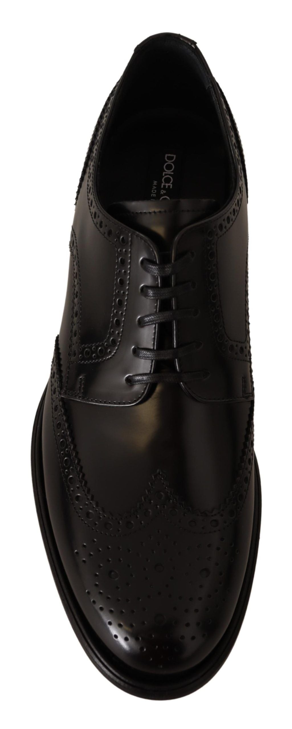 Schwarze Oxford-Schuhe aus Leder mit Flügelkappe