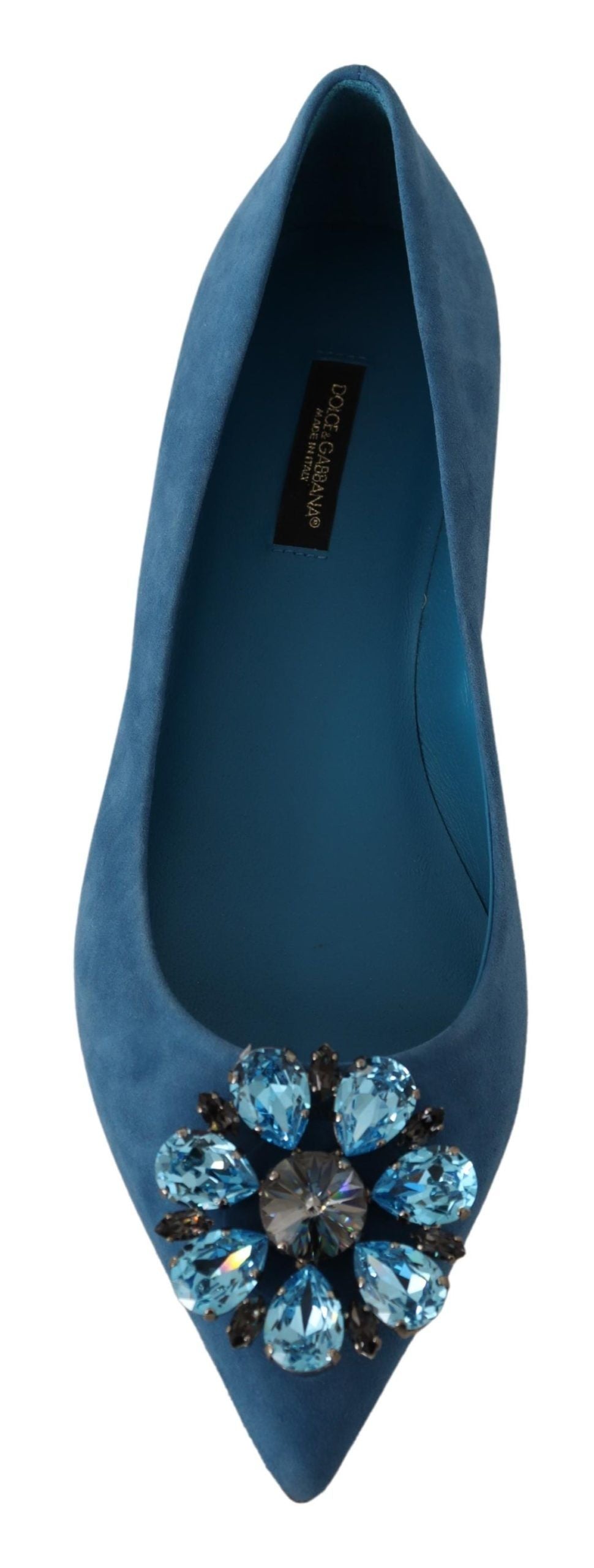 Blaue Wildleder-Loafer mit Kristallen