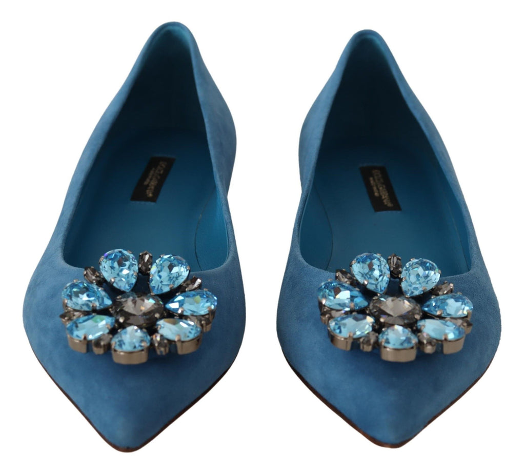 Blaue Wildleder-Loafer mit Kristallen